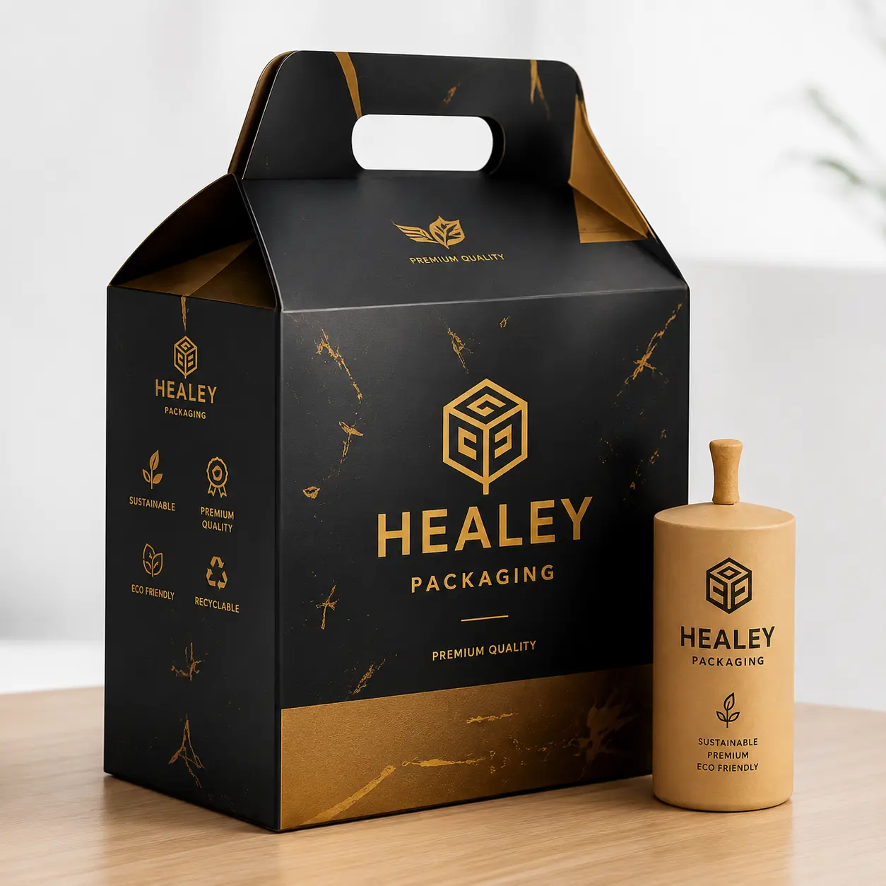 Custom black packaging box by Healey