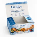 Open custom frozen food box with branded printed design