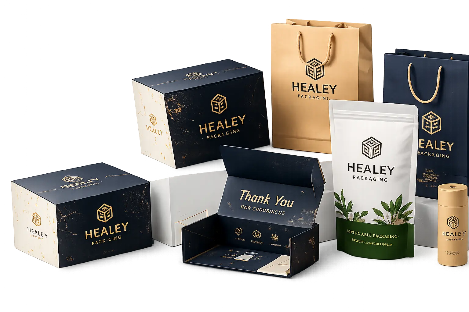 Healey Packaging design services — custom boxes, bags and packaging