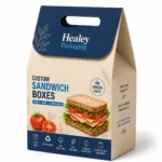 Printed sandwich takeaway box with integrated carry handle
