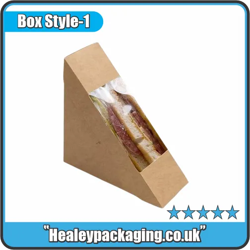 Kraft triangle sandwich box with clear window for fresh takeaway sandwiches