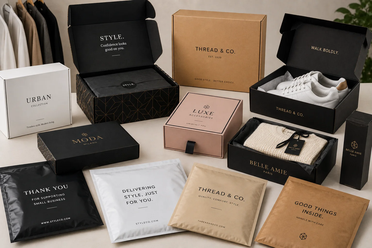 Custom apparel and fashion packaging boxes