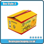 Banana shipping carton box with secure top closure.