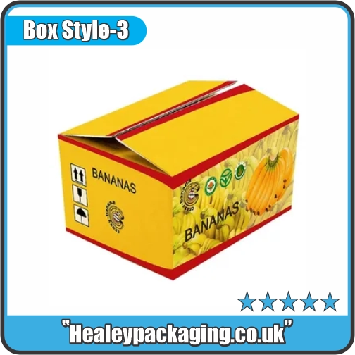Banana shipping carton box with secure top closure.