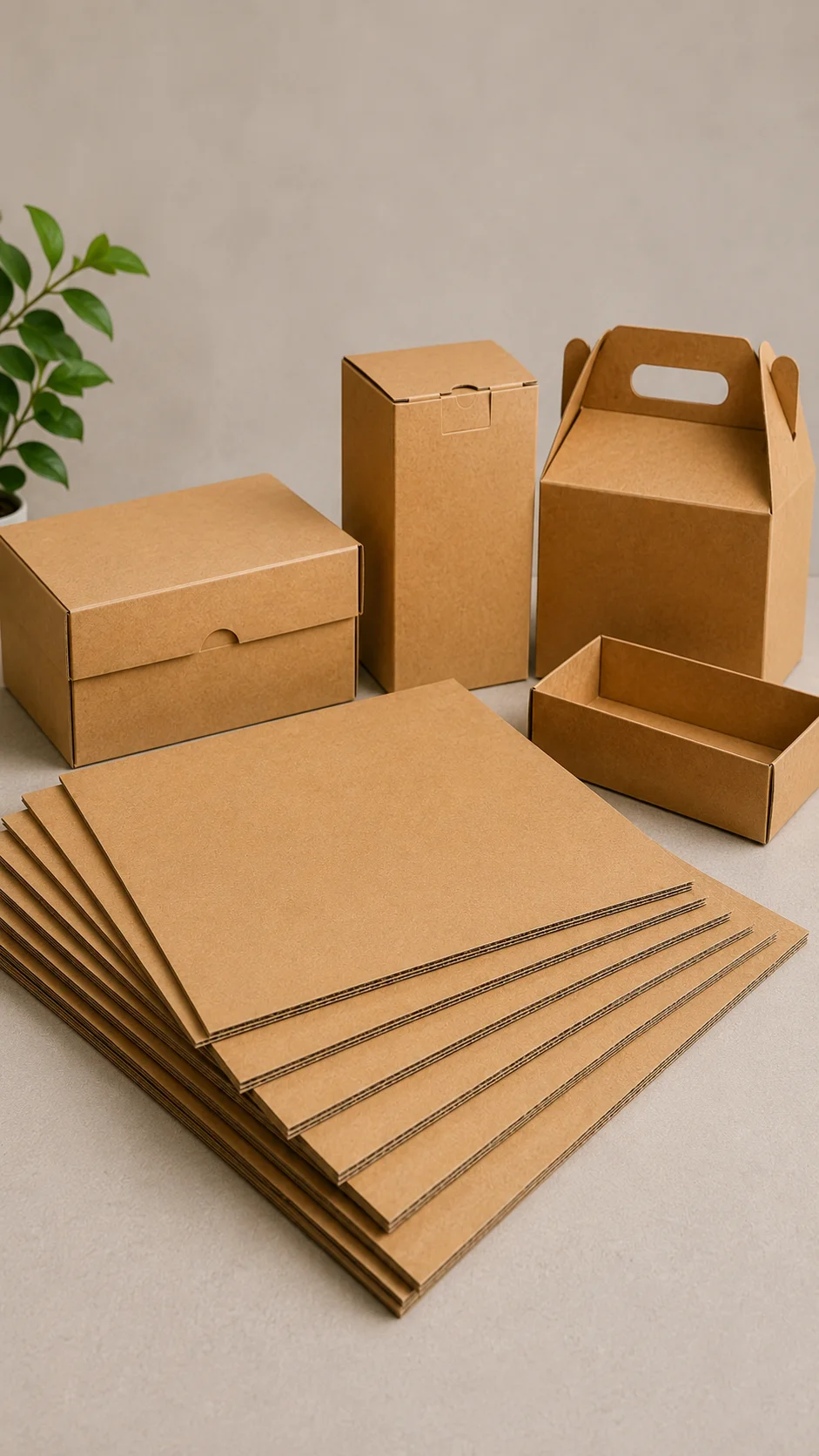 Natural cardboard sheets used for retail and product packaging