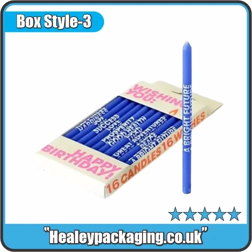 Custom birthday candle display box with slim candles.