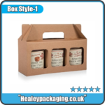 Custom jam jar gift carry box with three jar windows.