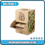 Custom kraft gravity dispenser box for packaged products.