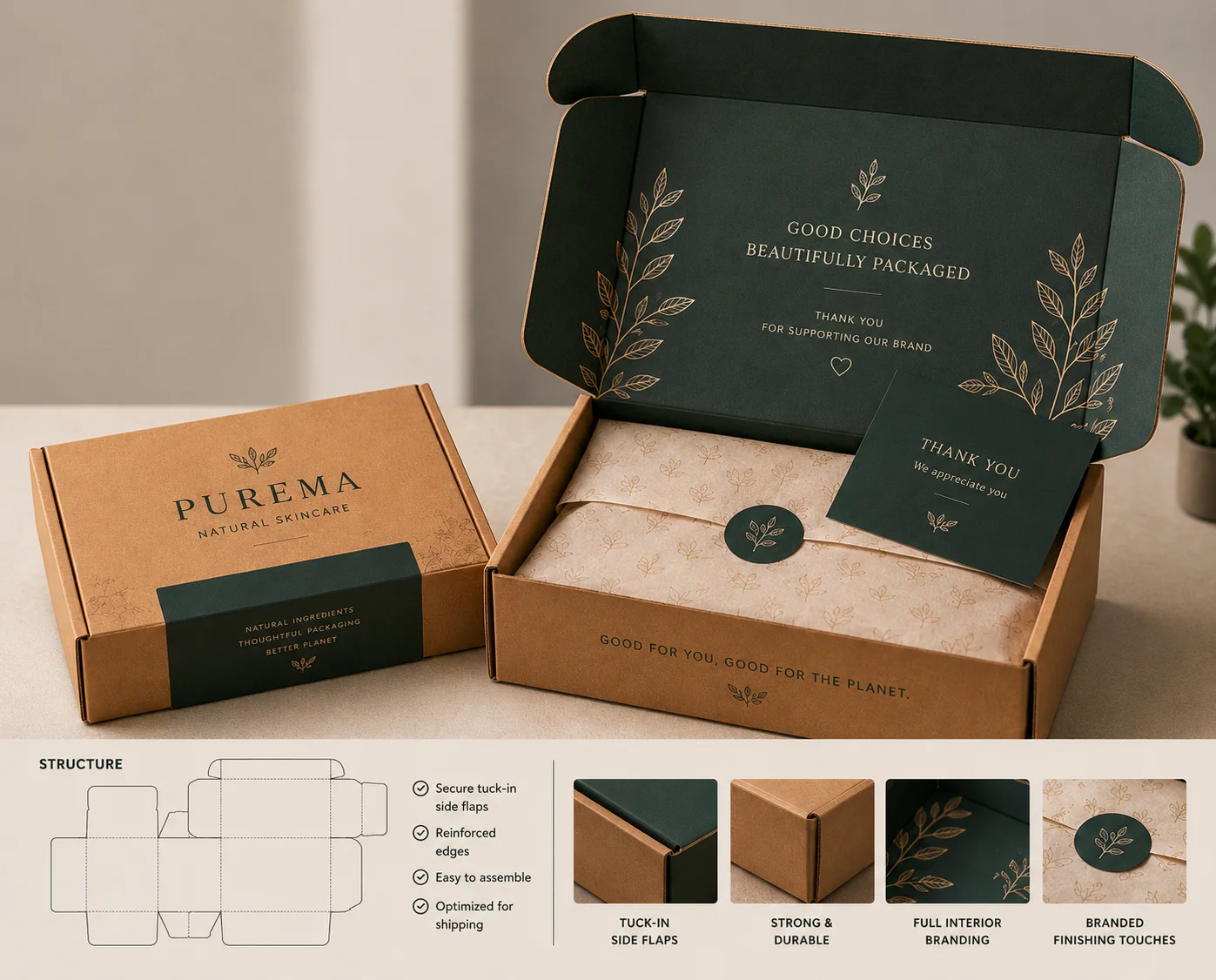 Custom mailer box structure developed for branded ecommerce packaging