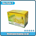 Custom printed banana packaging box with vibrant artwork.