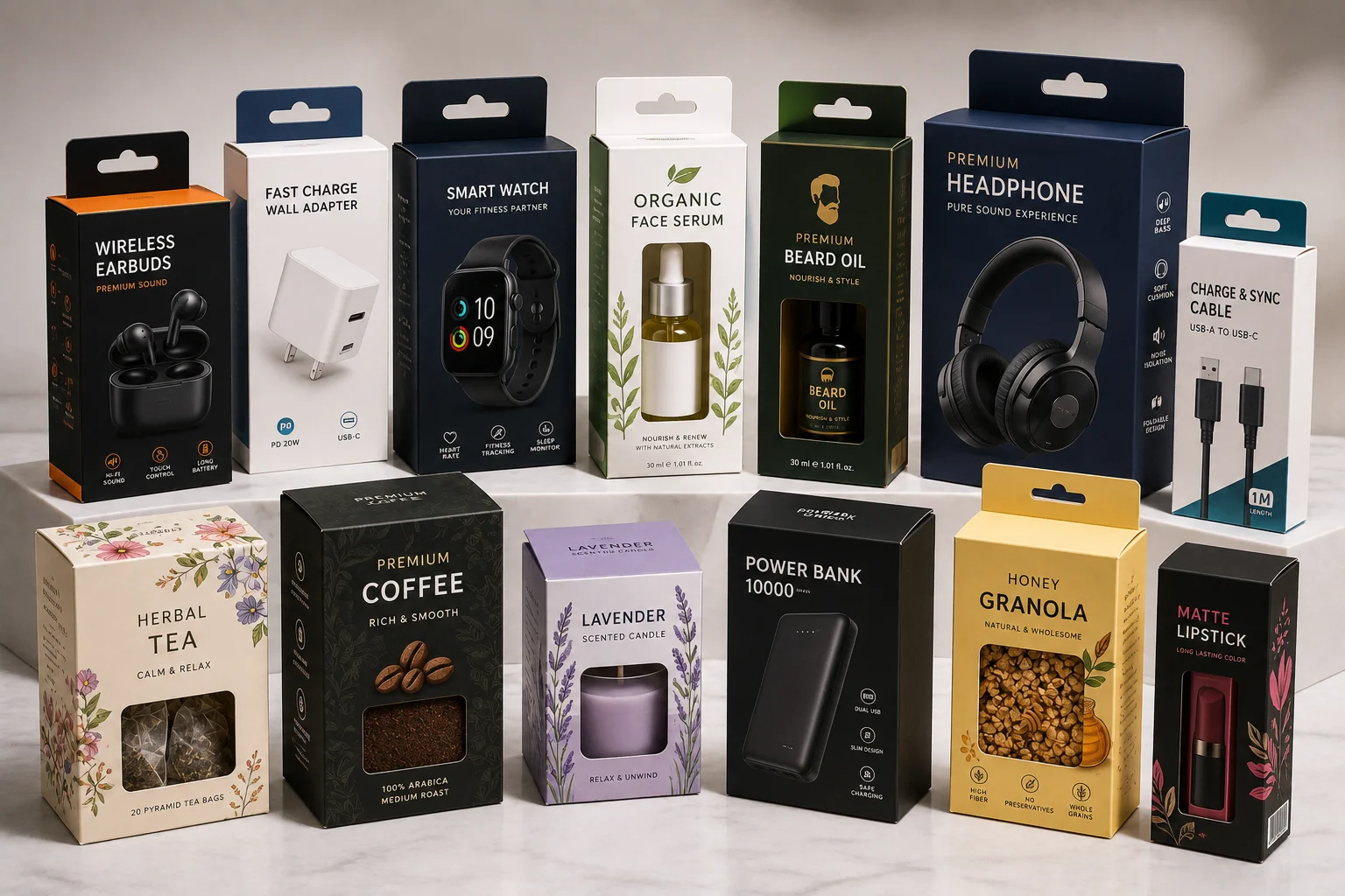 Custom printed retail product packaging boxes