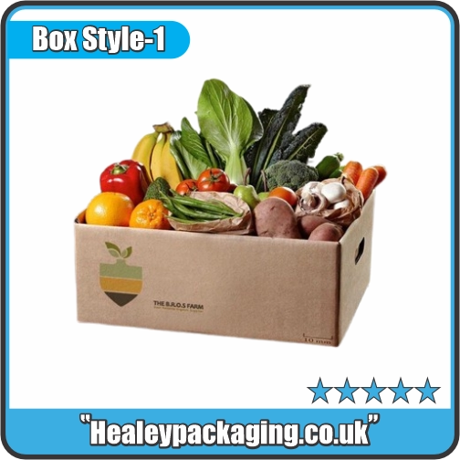 Custom vegetable produce box filled with fresh vegetables.