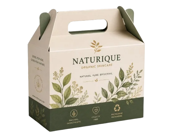 Custom printed gable box with carrying handle