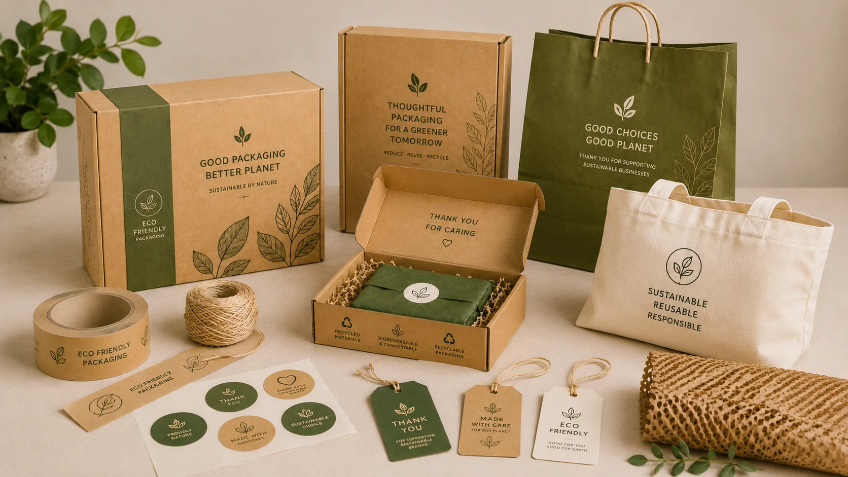 Eco-conscious Kraft and recyclable packaging boxes
