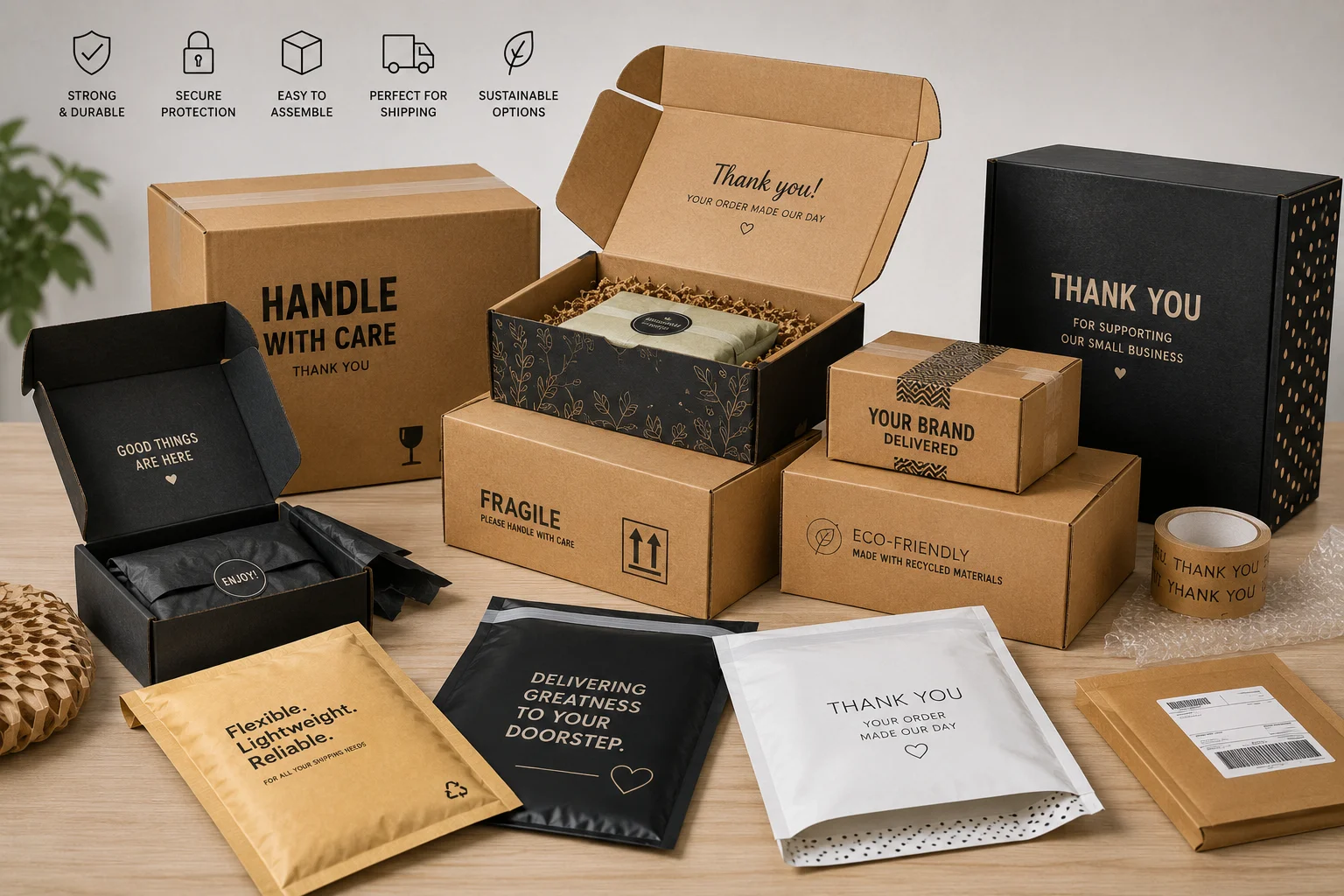 Custom ecommerce and shipping packaging boxes