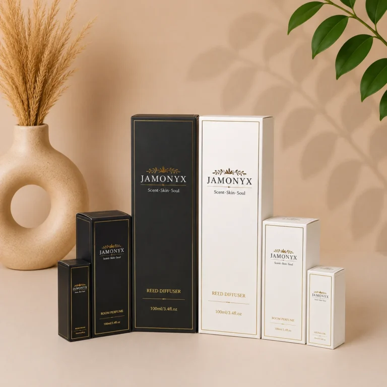 JAMONYX Custom Reverse Tuck Boxes in 350gsm SBS Card with Gold Foil