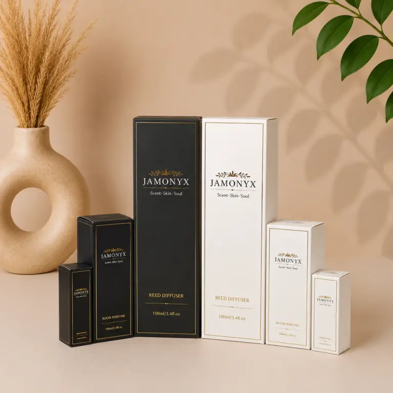 JAMONYX Custom Reverse Tuck Boxes in 350gsm SBS Card with Gold Foil