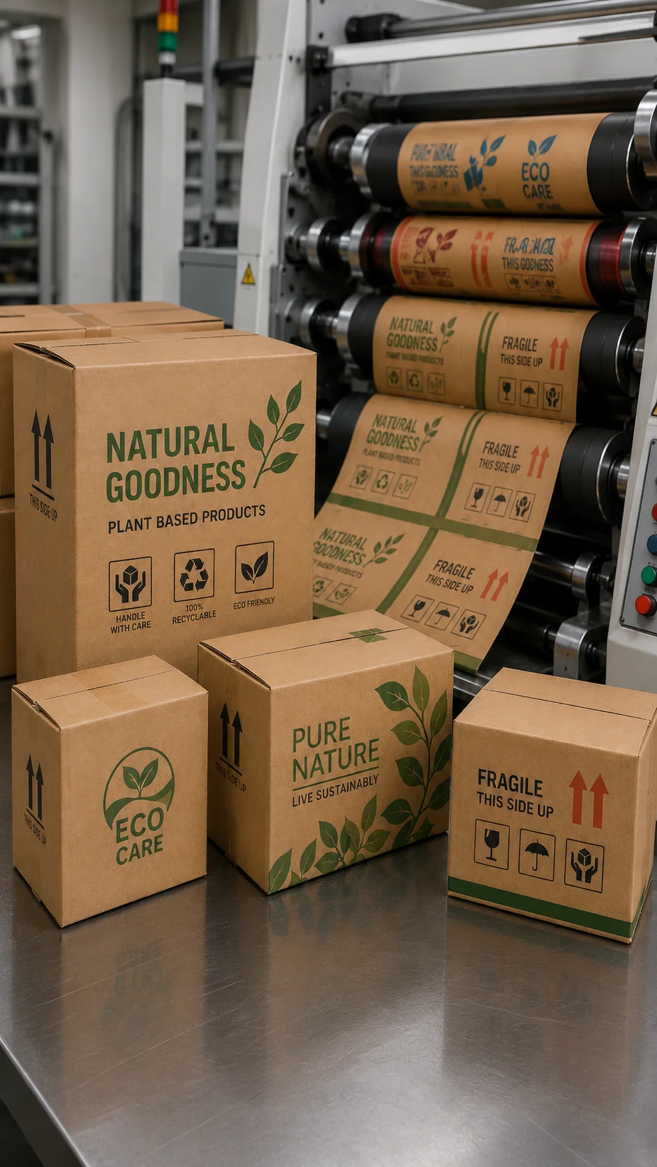 Flexographic printing used on corrugated packaging