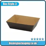 Folded cardboard food tray for burgers, chips, pastries and takeaway food packaging