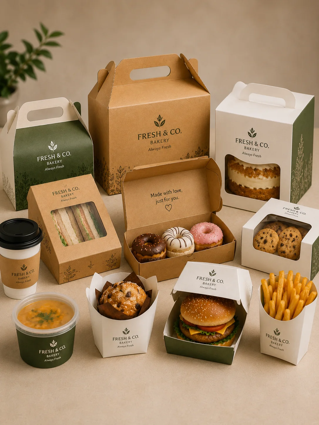 Food and bakery packaging with window and protective coating