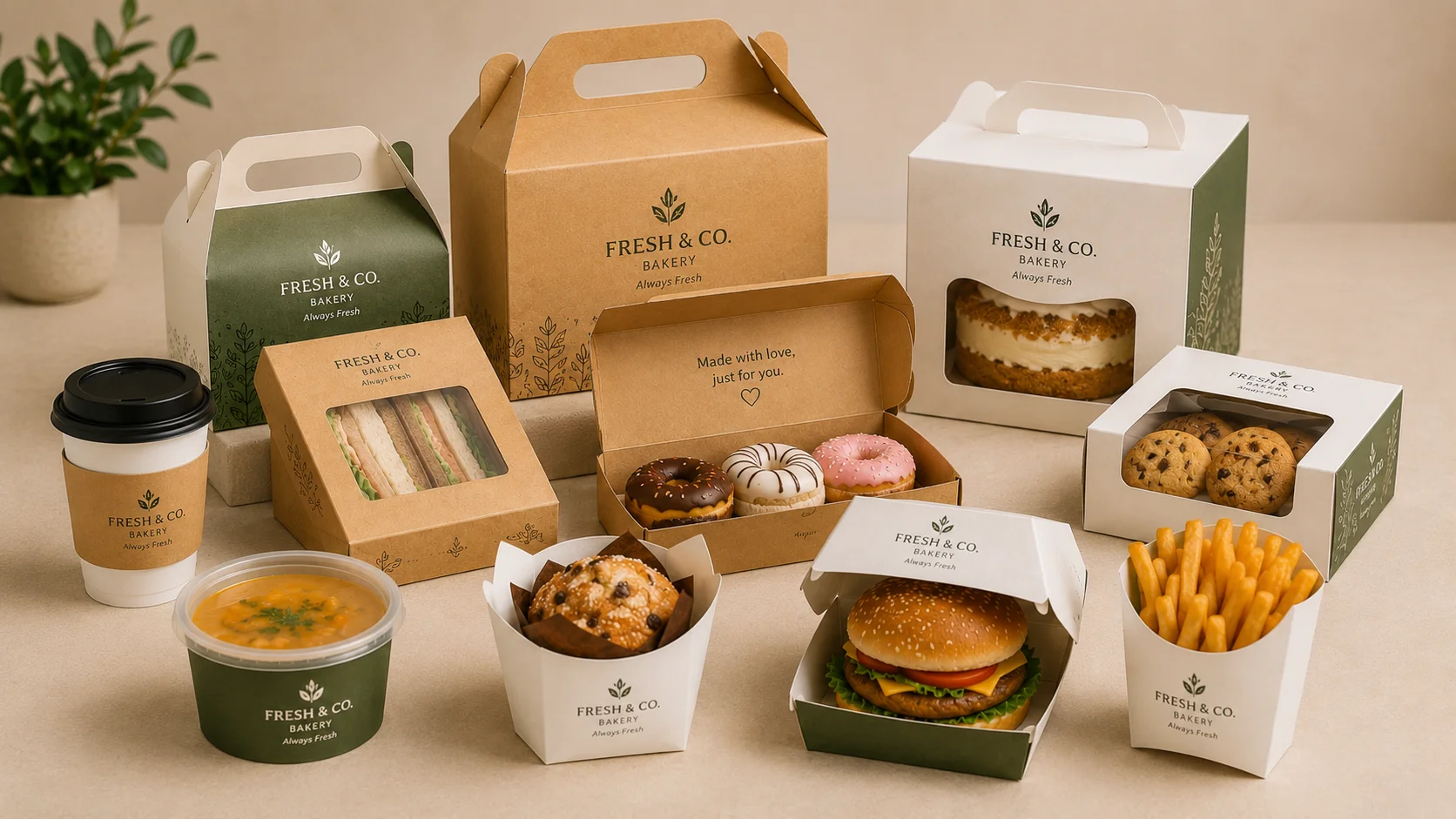 Custom food, takeaway and bakery packaging boxes