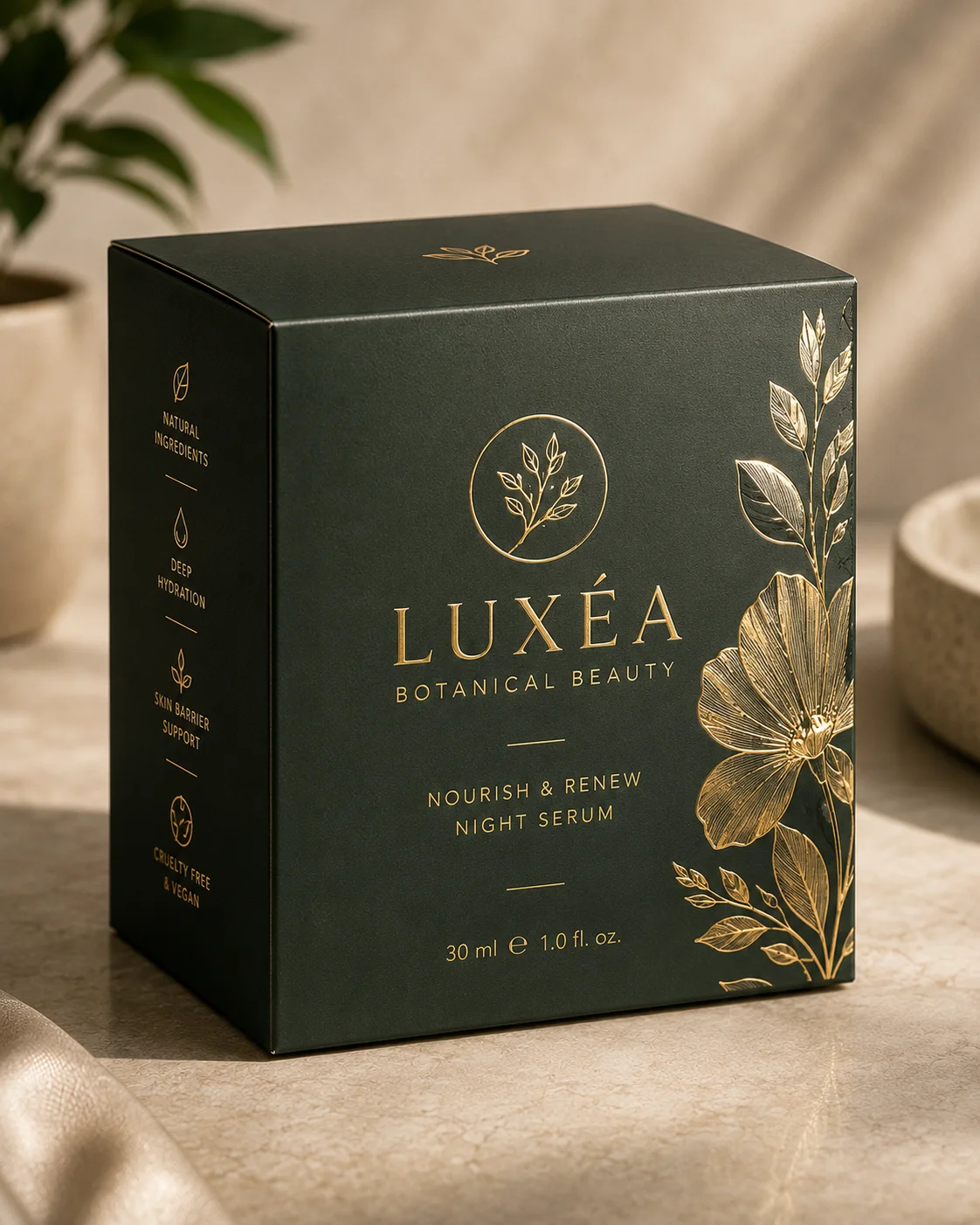 Premium packaging with metallic foil stamping