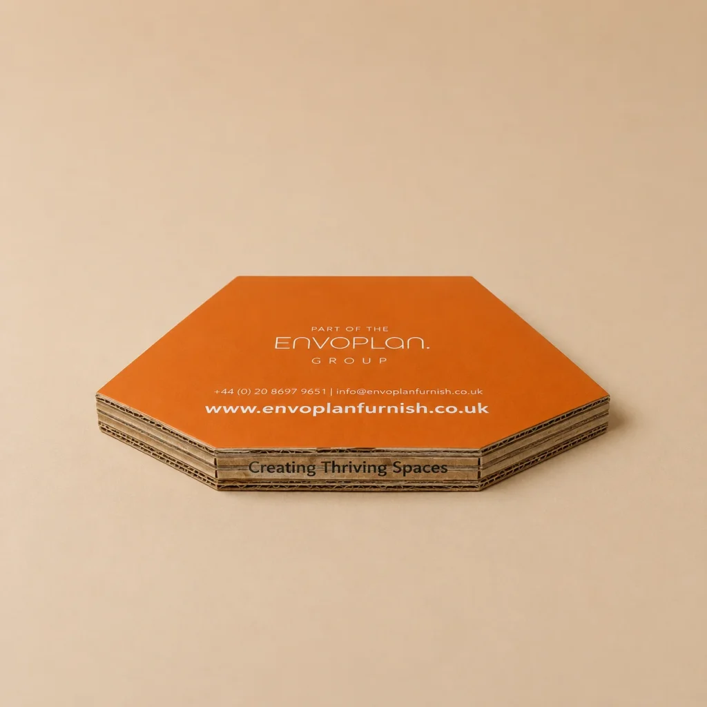 Closed printed cardboard folder with custom branding.