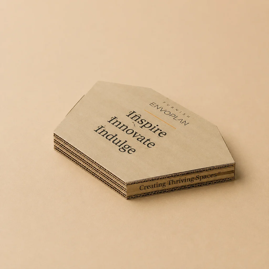 Closed custom printed cardboard folder with logo branding.