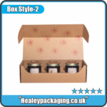 Custom jam jar mailer box with protective insert for glass jars.
