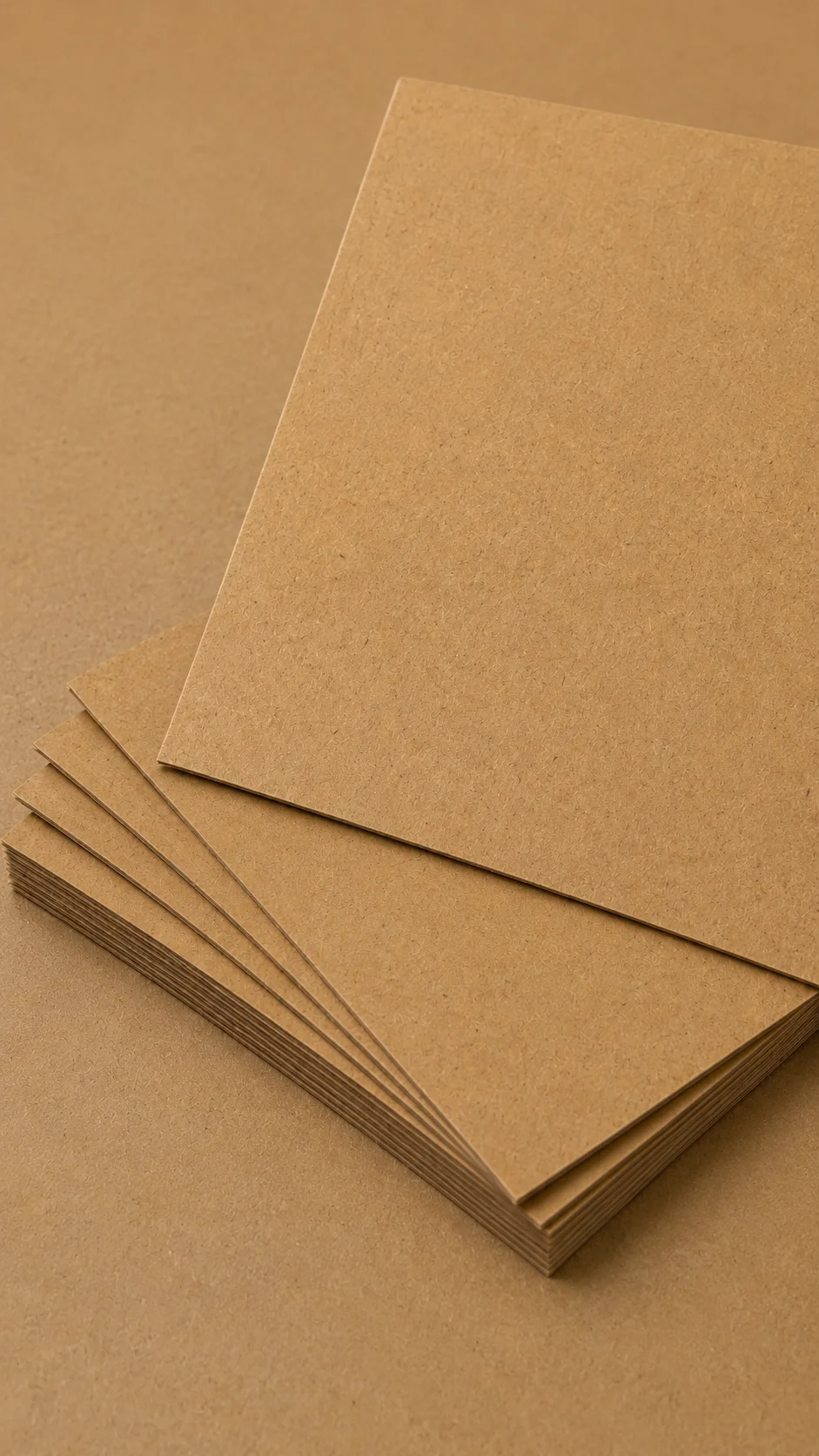 Brown kraft packaging board with a natural fibre texture