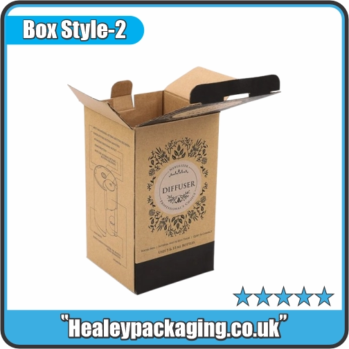 Kraft reed diffuser packaging box with carry handle.