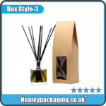 Kraft reed diffuser box with transparent window.