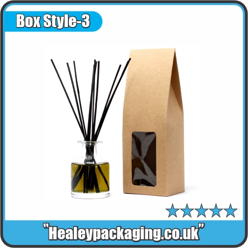 Kraft reed diffuser box with transparent window.
