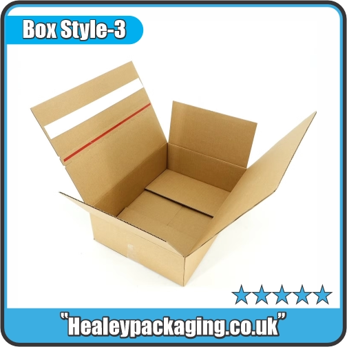 Kraft tear strip mailer box with secure self-locking design.