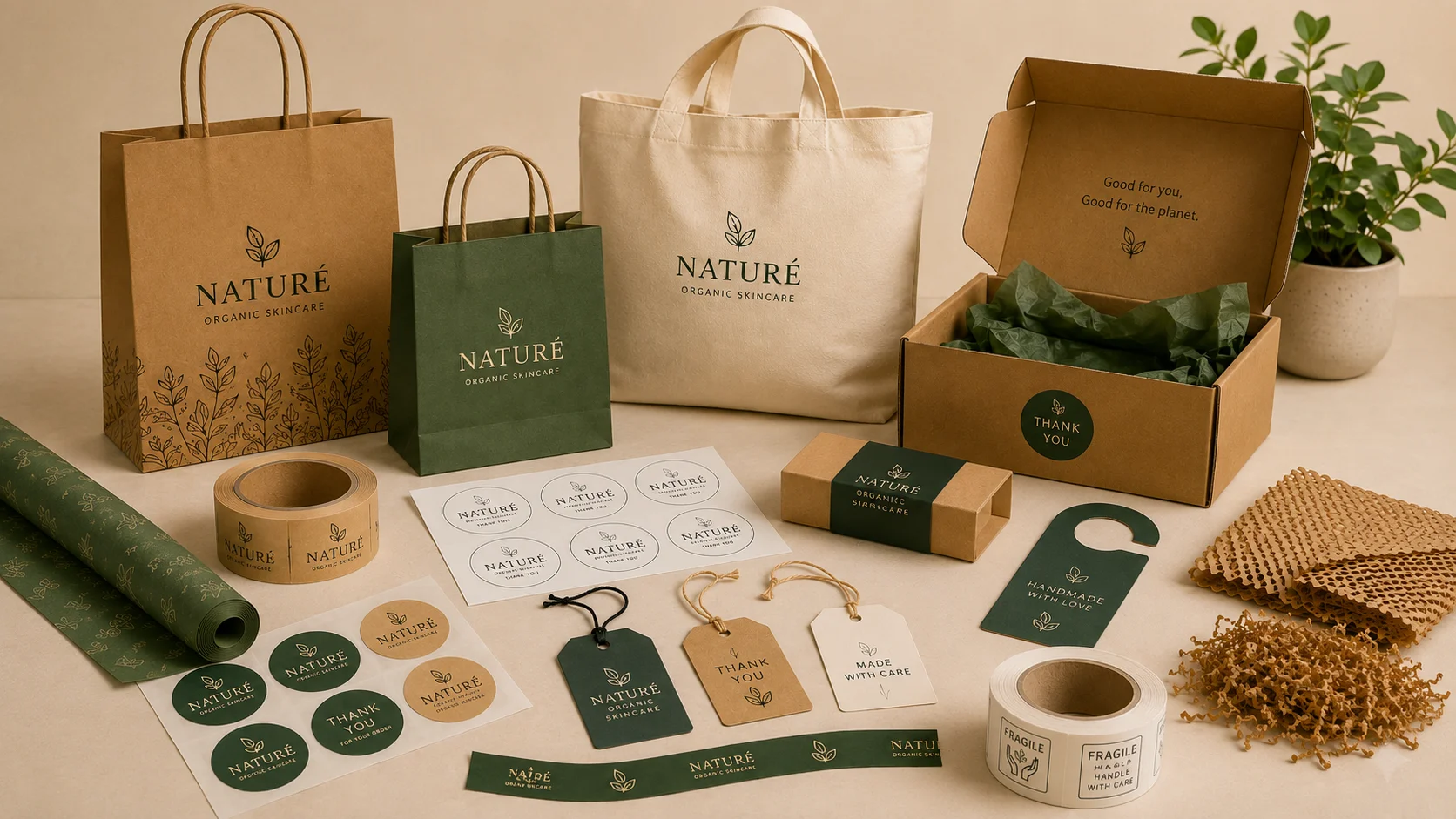 Custom labels paper bags tissue and packaging accessories