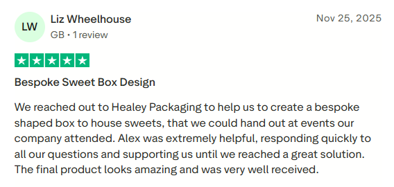 Customer feedback screenshot for the packaging project