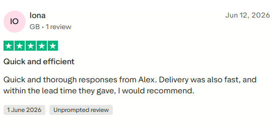 Customer feedback screenshot for the packaging project