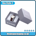 Luxury watch presentation box with lid.