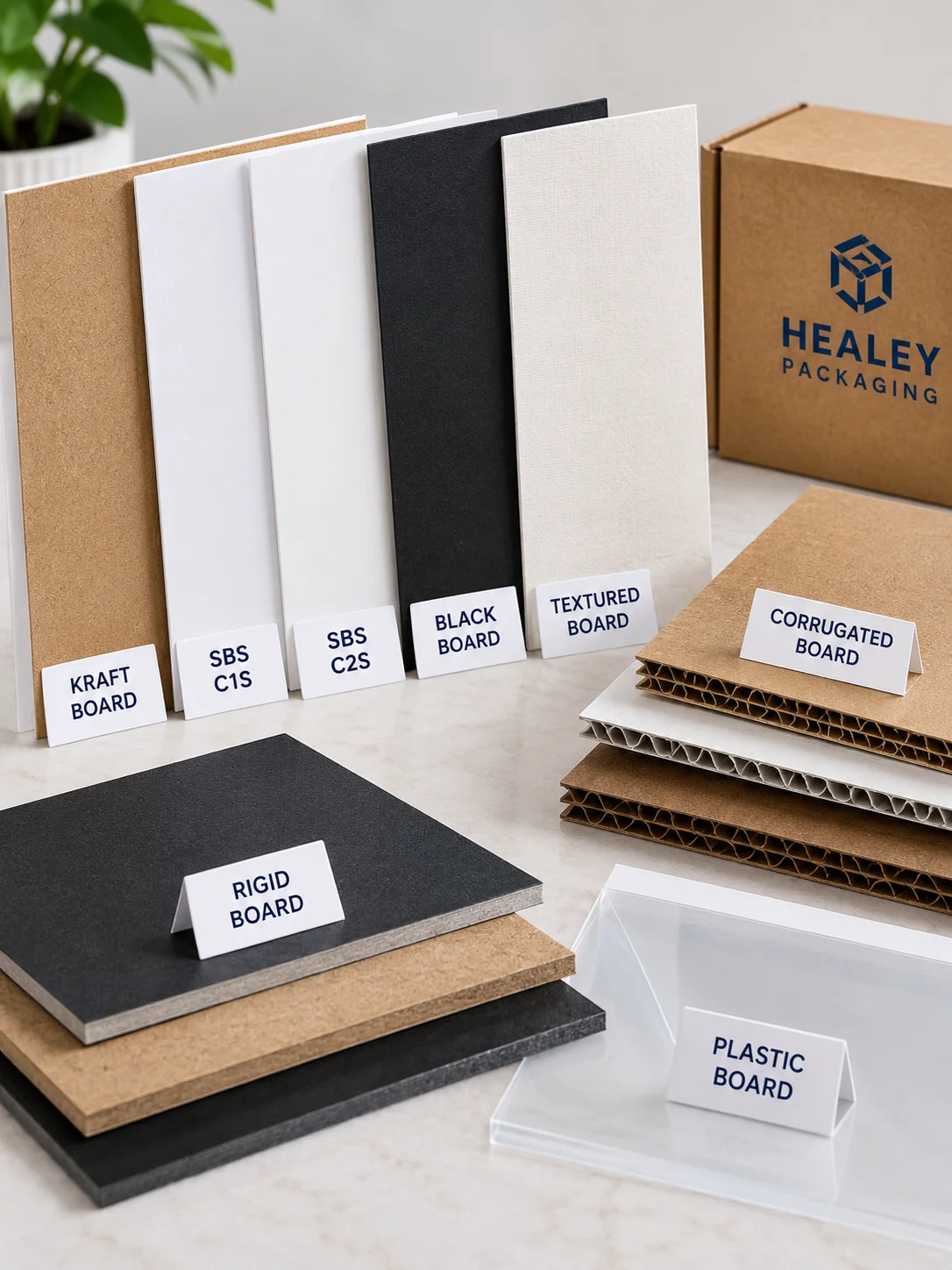 Different packaging boards arranged together