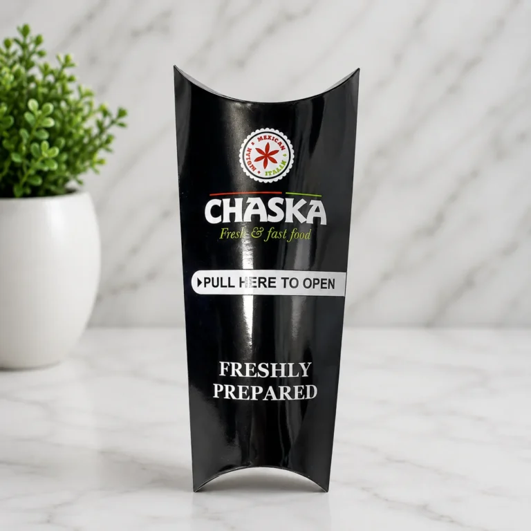 CHASKA Custom Pillow-Style Shawarma Sleeves with Food-Safe 300gsm Card