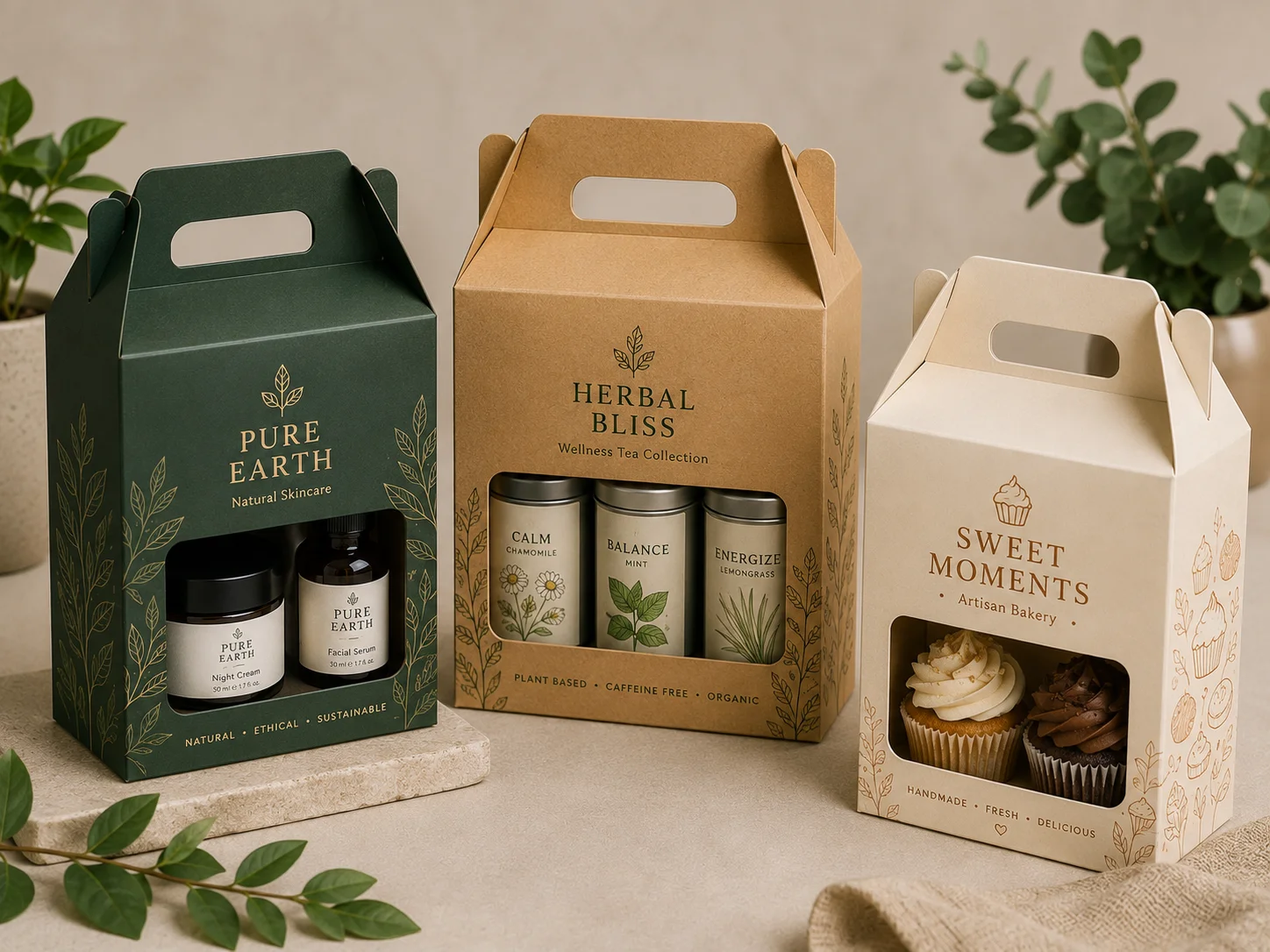 Custom retail packaging box with carrying handle