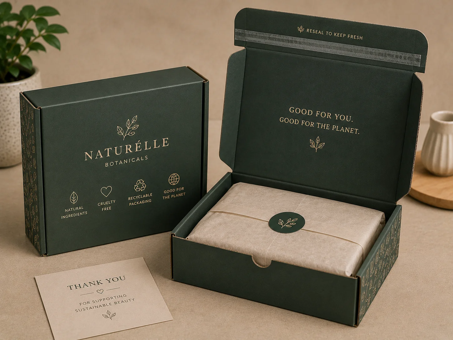 Custom ecommerce packaging with resealable closure