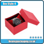 Premium watch packaging box with cushioned interior.