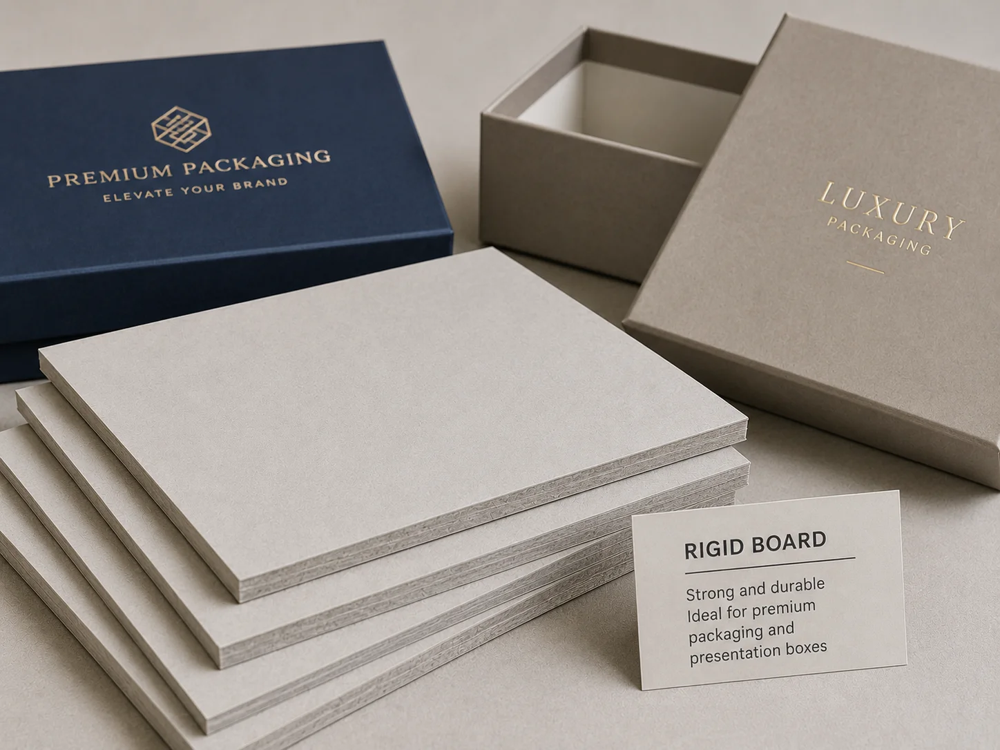 Thick rigid greyboard used for premium presentation boxes