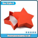 Rigid star-shaped presentation box with lid.