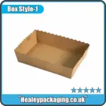 Scalloped edge cardboard food tray for serving chips, snacks, street food and takeaway meals