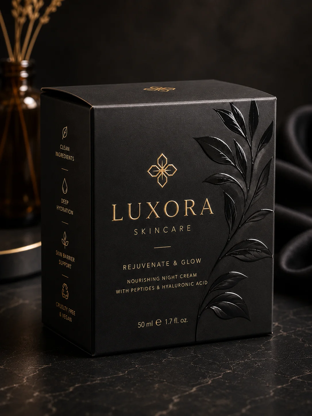 Luxury packaging with raised Spot UV detail