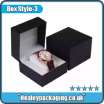Rigid watch gift box with soft insert.
