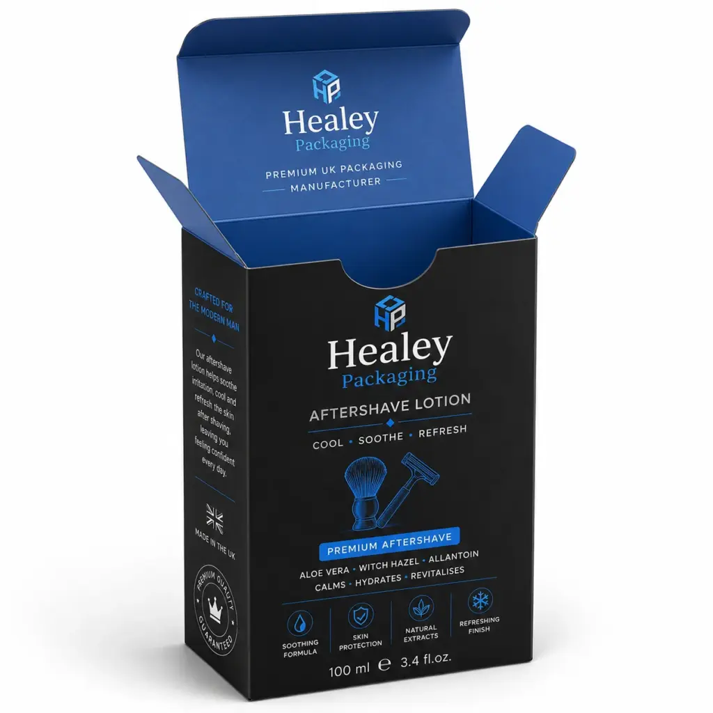 Custom aftershave lotion box with premium printed packaging