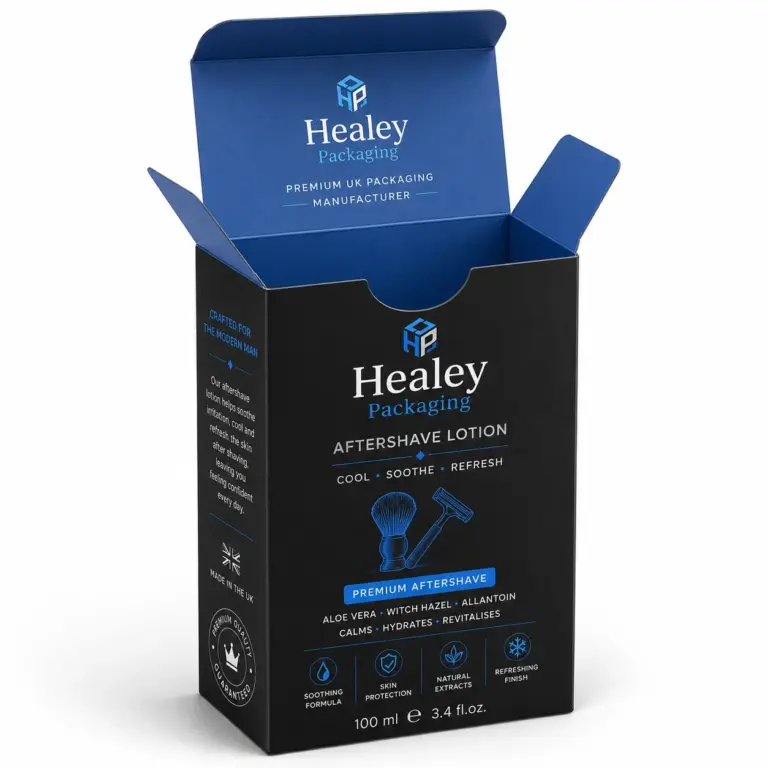 Custom aftershave lotion box with premium printed packaging